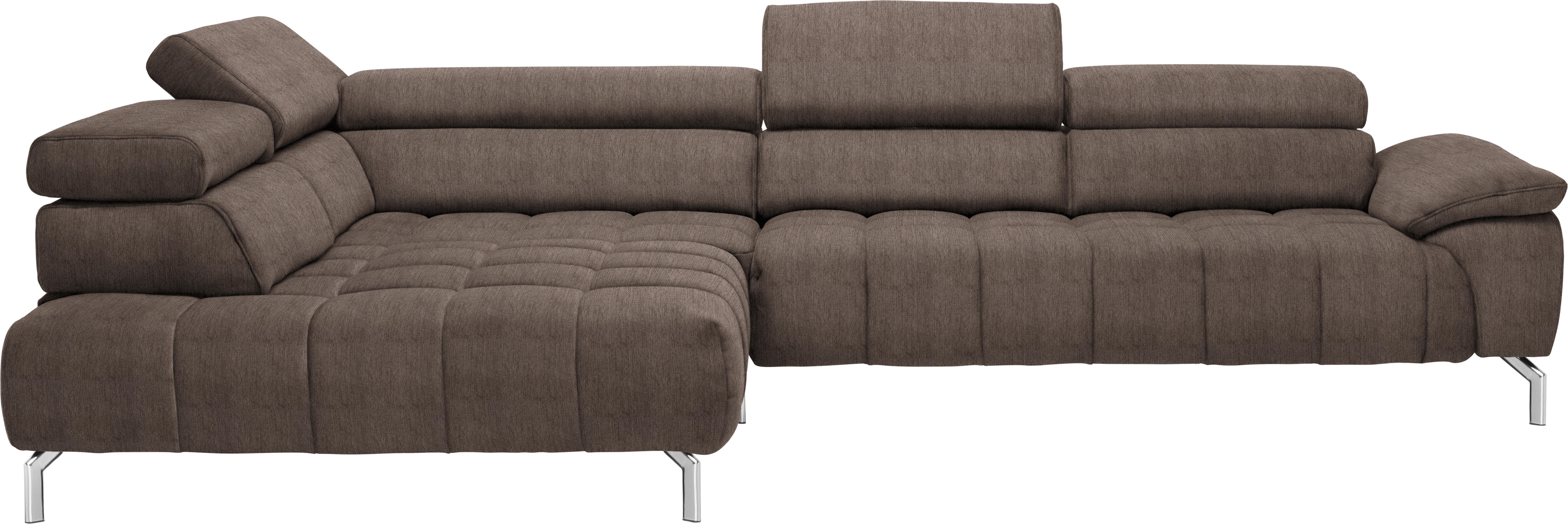ECKSOFA in Chenille Braun  - Chromfarben/Braun, Design, Textil/Metall (222/323cm) - Beldomo Style