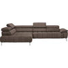ECKSOFA in Chenille Braun  - Chromfarben/Braun, Design, Textil/Metall (222/323cm) - Beldomo Style