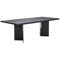 JEDILNA MIZA, v celoti masivno hrast črna  - črna, Romantika, kovina/les (220/100/75cm) - Linea Natura
