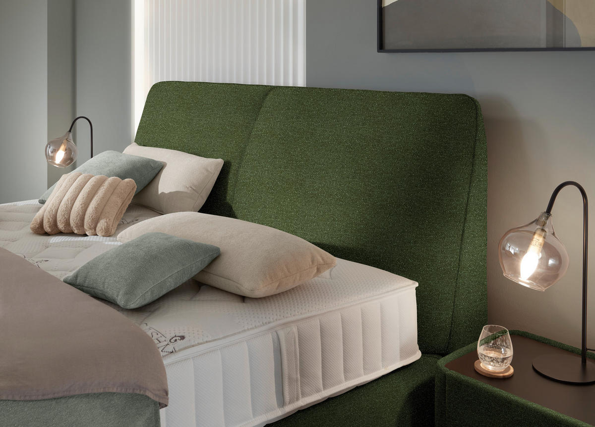 BOXSPRINGBETT 200/200 cm  in Olivgrün  - Schwarz/Olivgrün, Design, Kunststoff/Textil (200/200cm) - Johann Jakob