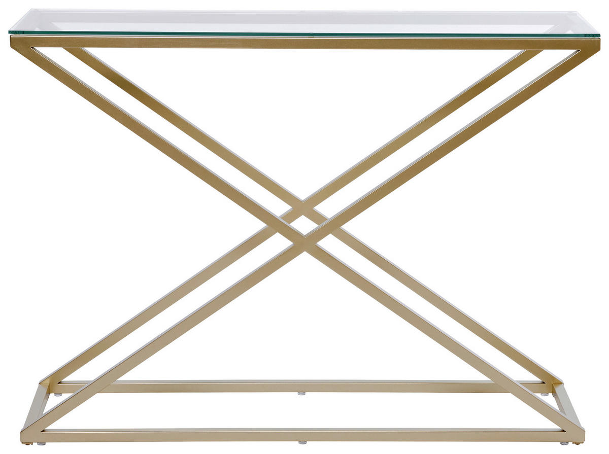 KONSOLENTISCH in Metall, Glas 100/30/74 cm   - Klar/Goldfarben, Modern, Glas/Metall (100/30/74cm) - Livetastic