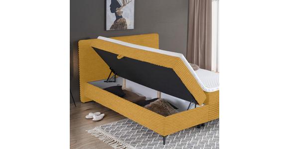 BOXBETT 160/200 cm in Senfgelb - Senfgelb/Schwarz, Design, Holz/Holzwerkstoff (160/200cm) - Xora