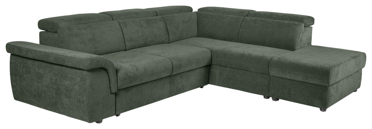 ECKSOFA Dunkelgrün Flachgewebe  - Dunkelgrün/Schwarz, KONVENTIONELL, Kunststoff/Textil (280/235cm) - Carryhome