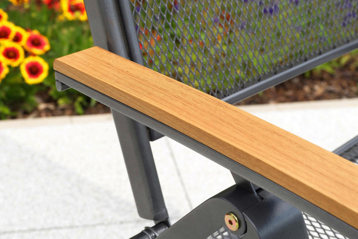 GARTENTISCHGRUPPE  - Graphitfarben/Naturfarben, KONVENTIONELL, Kunststoff/Textil - Gardenson