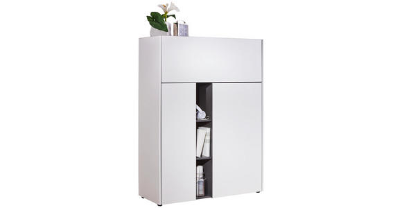 SEKRETÄR Graphitfarben, Weiß - Graphitfarben/Schwarz, Design, Kunststoff (103/141/42cm) - Voleo