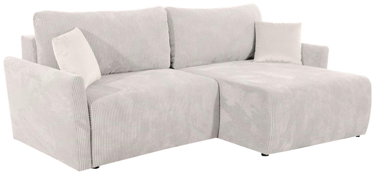 ECKSOFA in Cord Weiss  - Weiss/Schwarz, Konventionell, Kunststoff/Textil (228/146cm) - MID.YOU