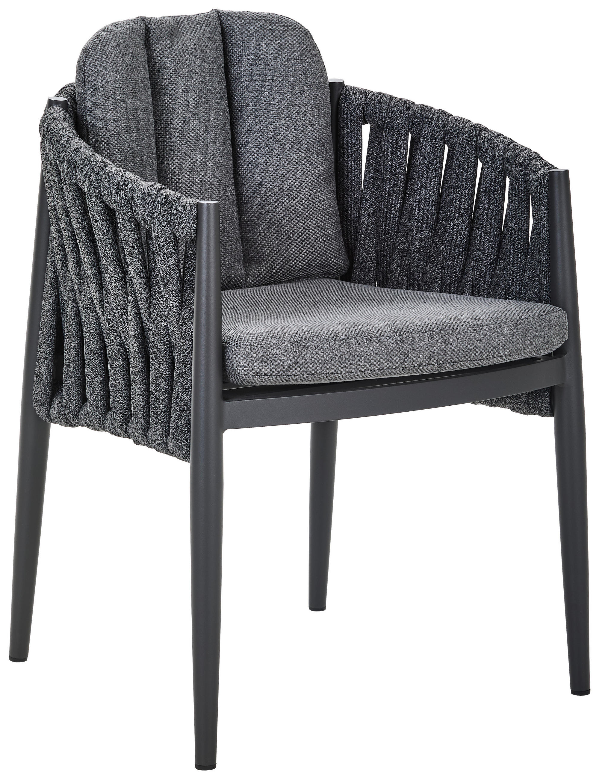 GARTENSESSEL Aluminium Anthrazit, Dunkelgrau  - Dunkelgrau/Anthrazit, Design, Textil/Metall (64/78/63cm) - Amatio