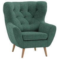 OHRENSESSEL 87/101/95 cm  in Cord Grün  - Eichefarben/Grün, Design, Holz/Textil (87/101/95cm) - Stylife