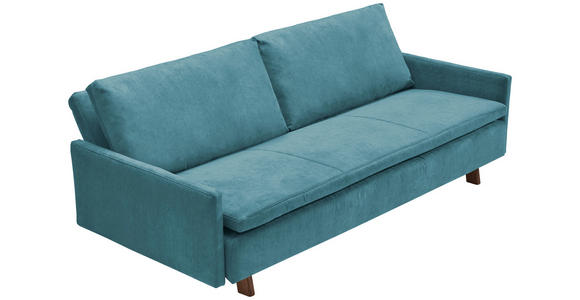 SCHLAFSOFA in Textil Petrol  - Eichefarben/Petrol, KONVENTIONELL, Holz/Textil (220/85/98cm) - Carryhome