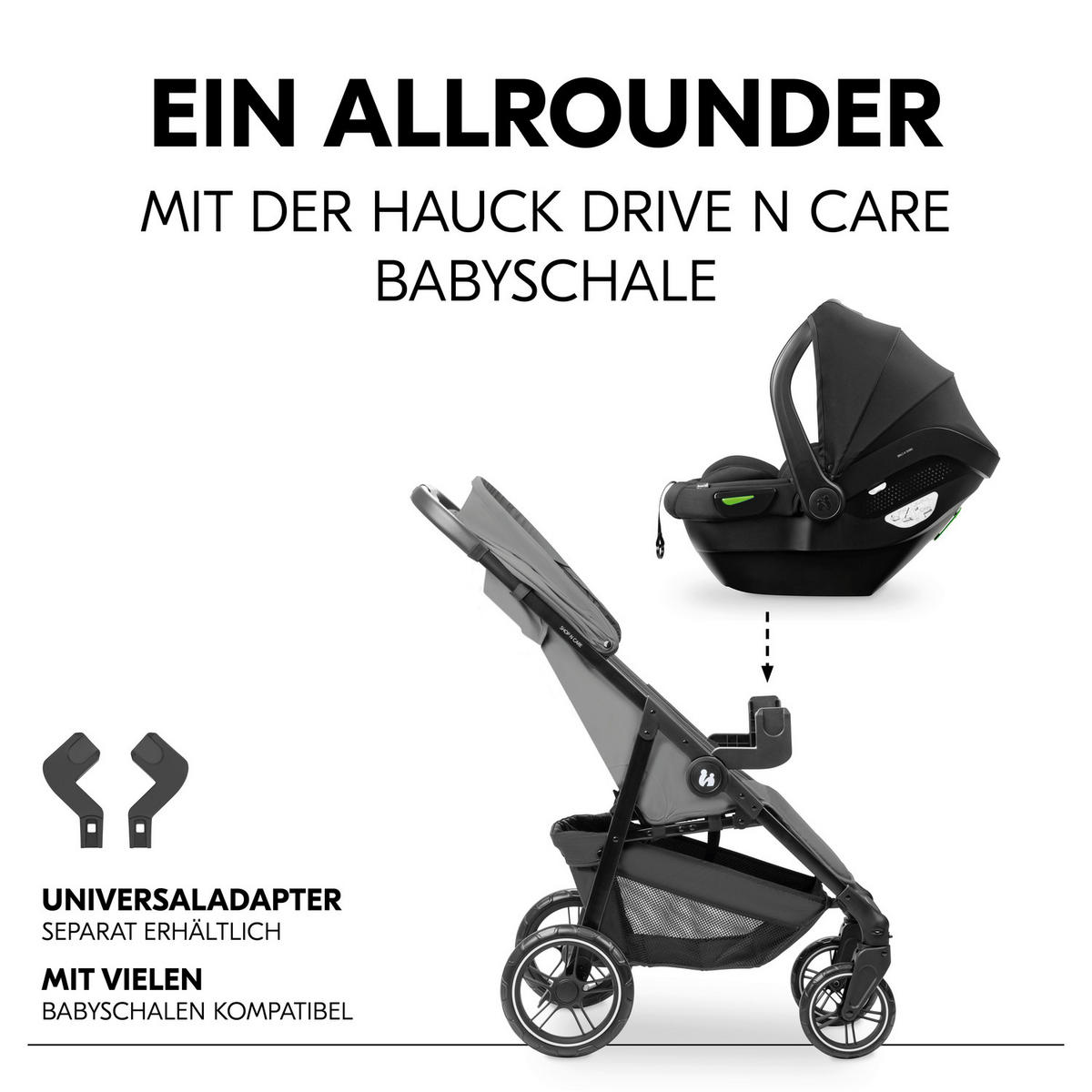BUGGY Shop N Care  - Schwarz/Grau, Basics, Kunststoff/Textil (40.5/104/51.5cm) - Hauck