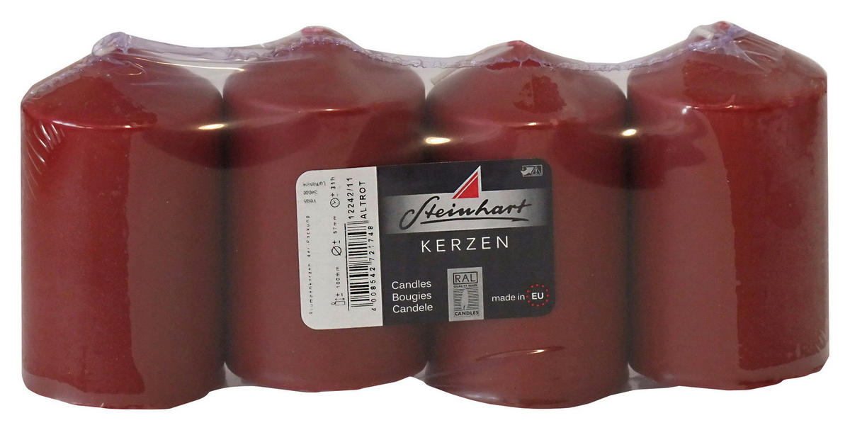 STUMPENKERZE 5,7/9 cm  - Rot, KONVENTIONELL (5,7/9cm)