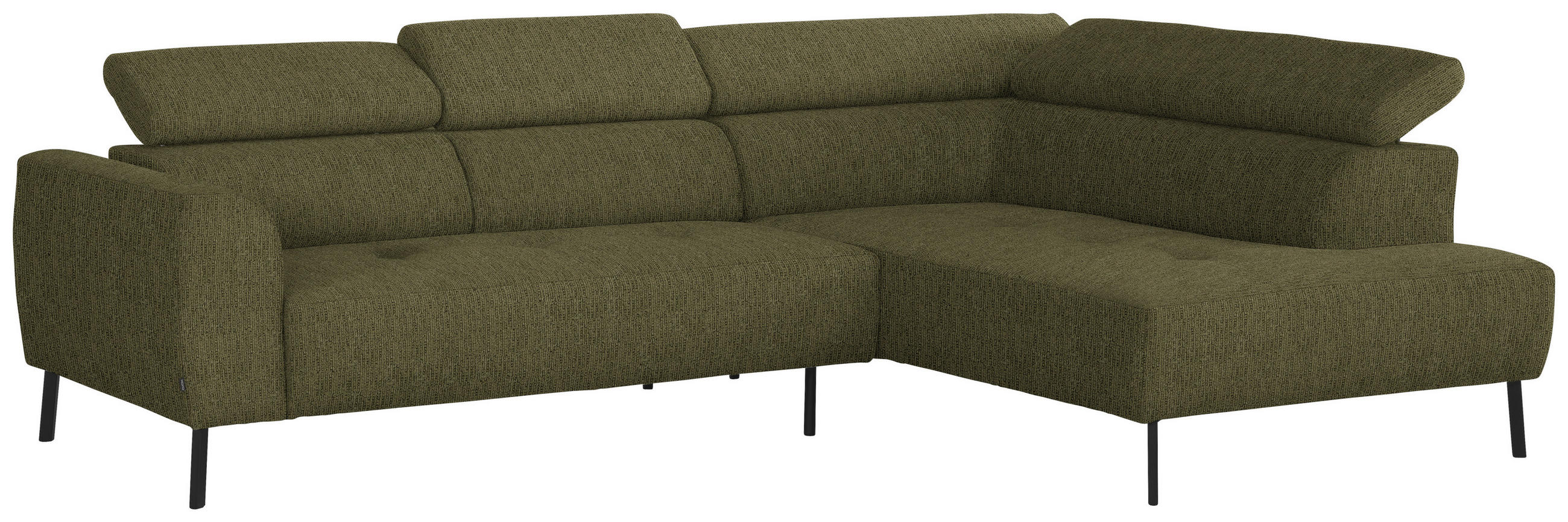 ECKSOFA in Webstoff Olivgrün  - Schwarz/Olivgrün, Design, Textil/Metall (280/205cm) - MID.YOU