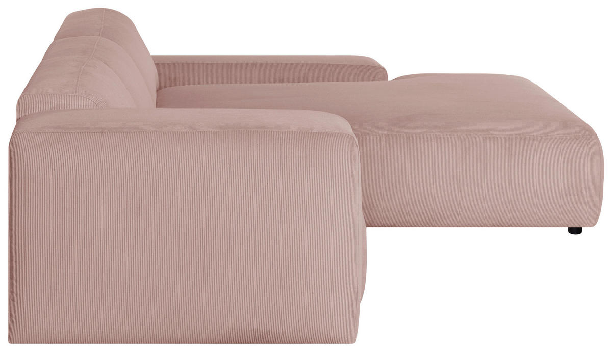ECKSOFA in Cord Rosa  - Schwarz/Rosa, Design, Kunststoff/Textil (304/200cm) - MID.YOU