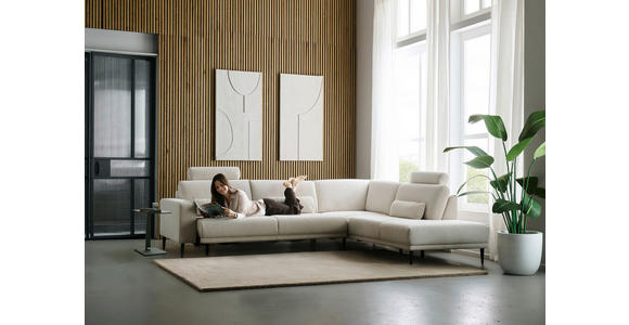 ECKSOFA Dieter Knoll Beige Chenille  - Beige/Schwarz, Design, Textil/Metall (303/254cm) - Dieter Knoll