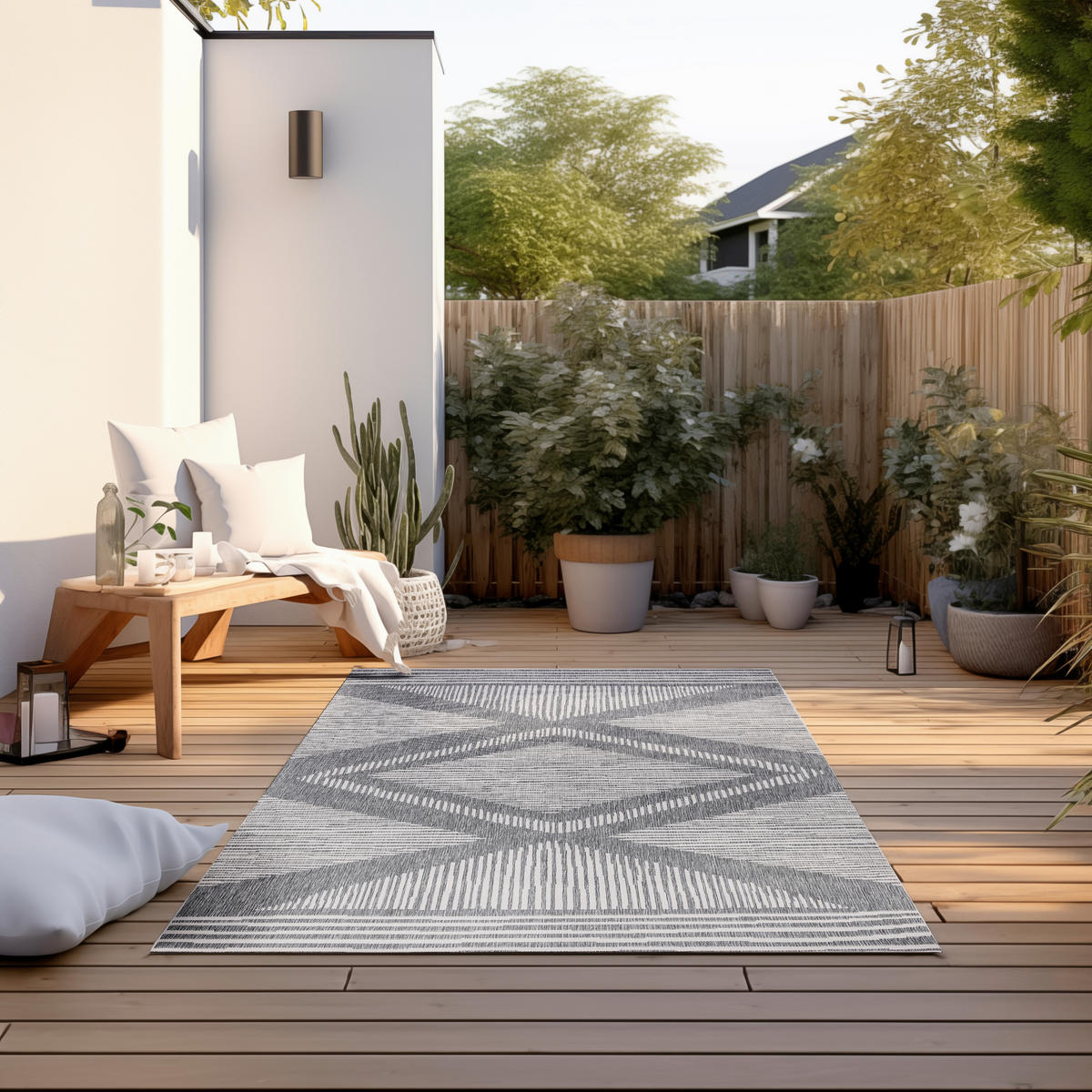 OUTDOORTEPPICH 80/150 cm Gemini Silberfarben, Weiß  - Silberfarben/Weiß, Design, Kunststoff (80/150cm)