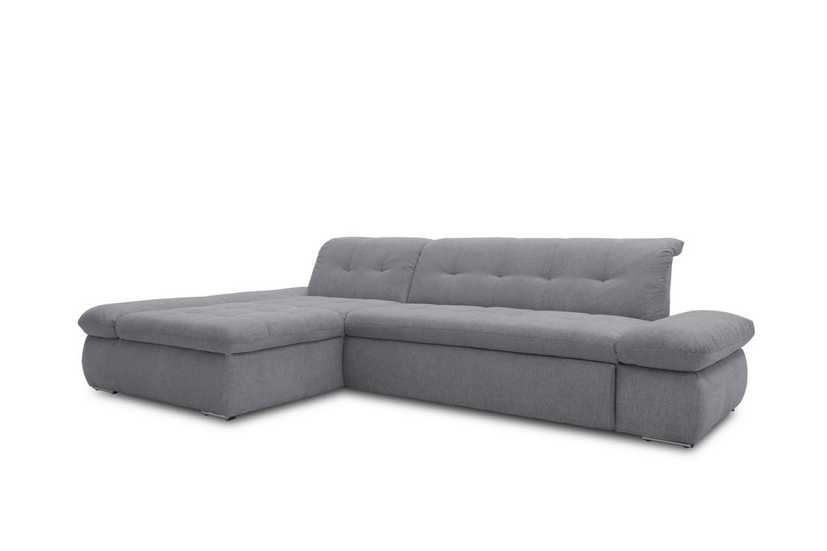 ECKSOFA in Mikrofaser Dunkelgrau  172/300 cm  - Chromfarben/Dunkelgrau, KONVENTIONELL, Textil/Metall (172/300cm) - MID.YOU