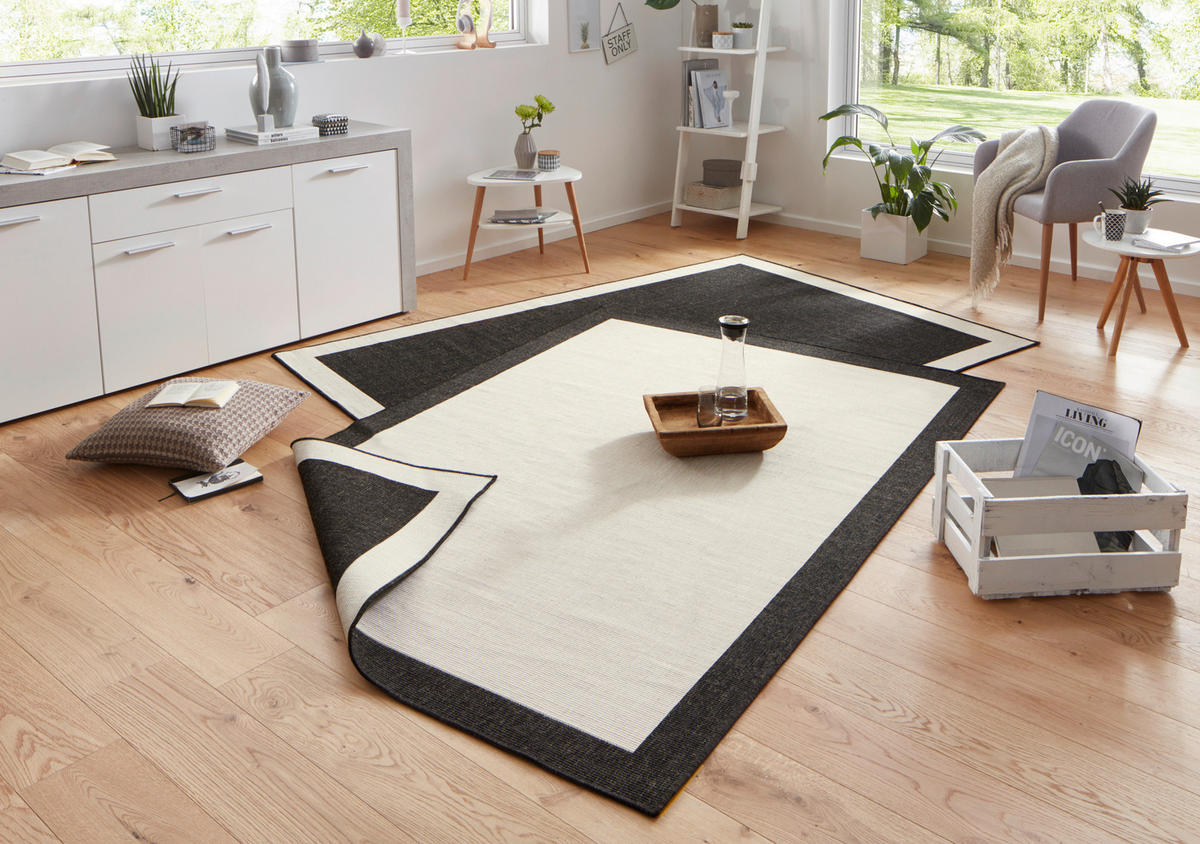 OUTDOORTEPPICH 200/290 cm Twin Creme, Schwarz  - Creme/Schwarz, Design, Kunststoff (200/290cm)