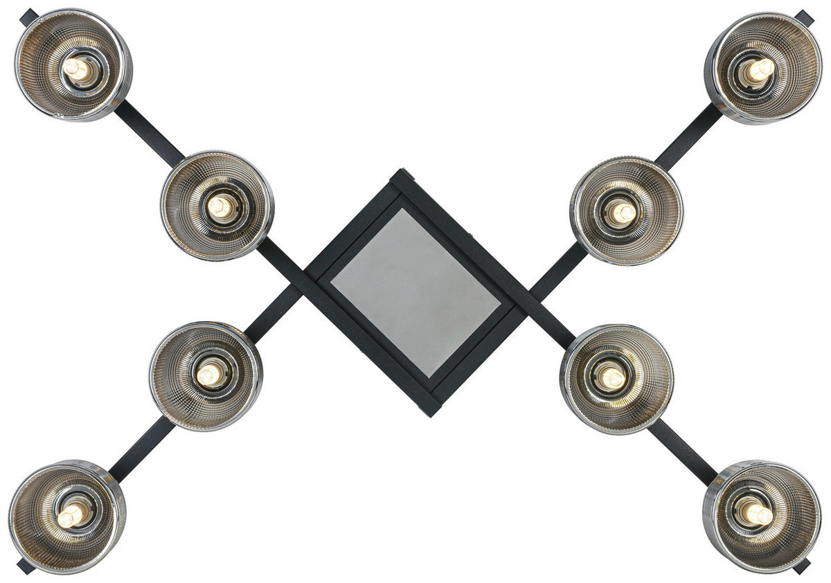 DECKENLEUCHTE    89/89/14 cm  - Chromfarben/Schwarz, Trend, Glas/Kunststoff (89/89/14cm) - Novel