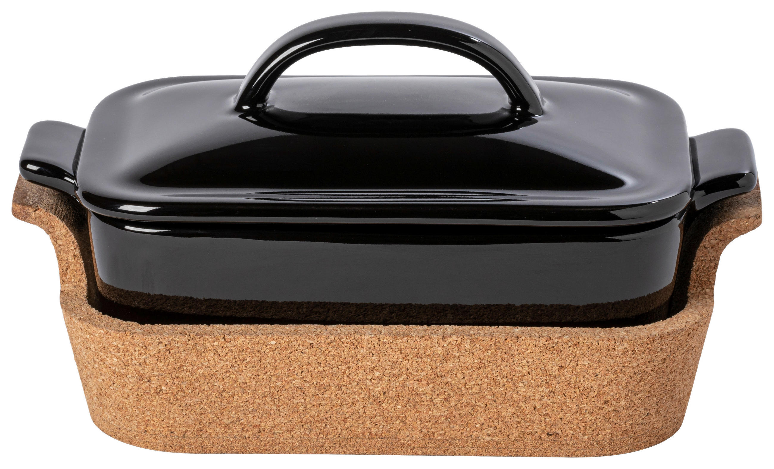 KASSEROLLE ENSEMBLE  - Schwarz Hochglanz/Braun, Basics, Keramik/Holz (24/12/14cm) - Costa Nova