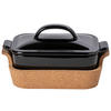 KASSEROLLE ENSEMBLE  - Schwarz Hochglanz/Braun, Basics, Keramik/Holz (24/12/14cm) - Costa Nova