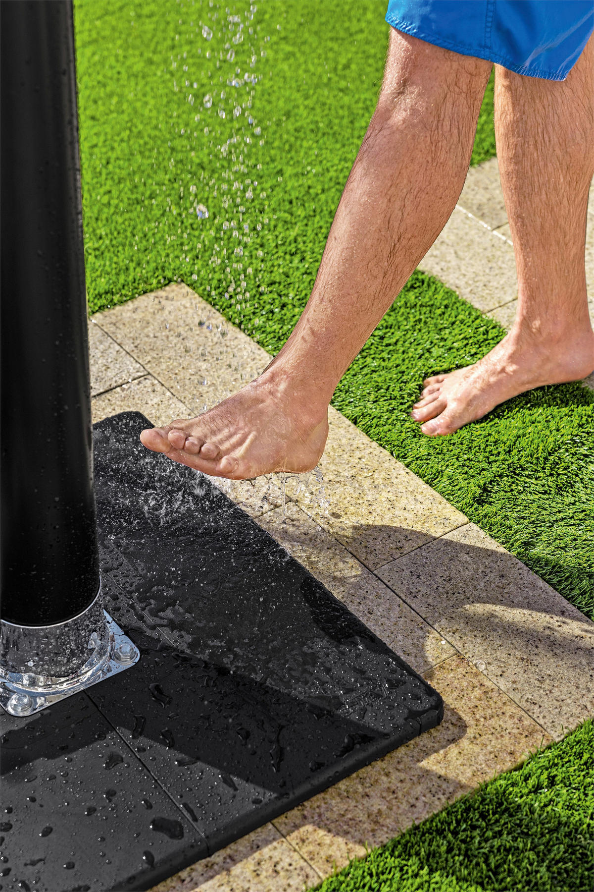 SOLARDUSCHE 58694  - Silberfarben/Schwarz, KONVENTIONELL, Kunststoff/Metall (50/50/218cm) - Bestway