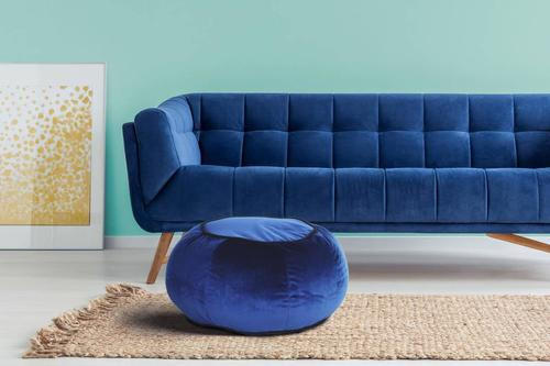 POUF in Blau Textil  - Blau, MODERN, Textil (65/35/65cm) - Kayoom