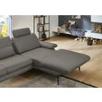 ECKSOFA in Echtleder Grau  - Schwarz/Grau, Design, Leder/Metall (310/180cm) - Dieter Knoll