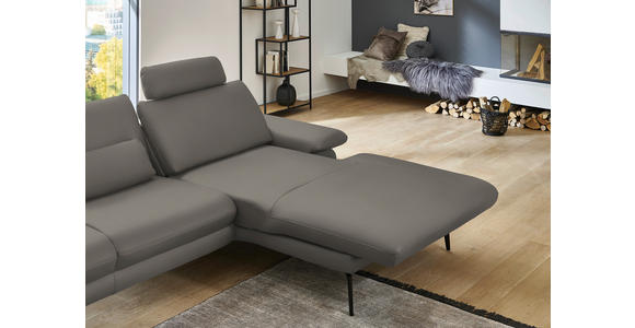 ECKSOFA in Echtleder Grau - Schwarz/Grau, Design, Leder/Metall (310/180cm) - Dieter Knoll