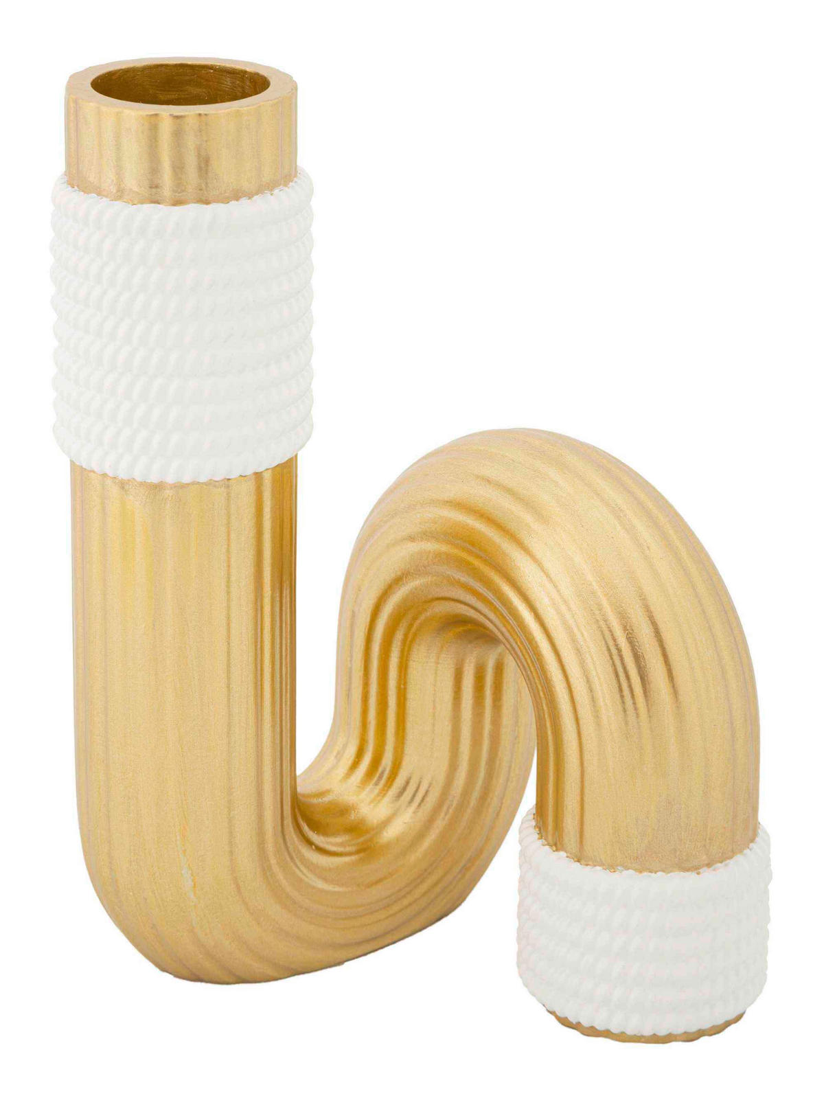 VASE  - Goldfarben/Weiß, Basics, Kunststoff (10.7/18.3/10.7cm)