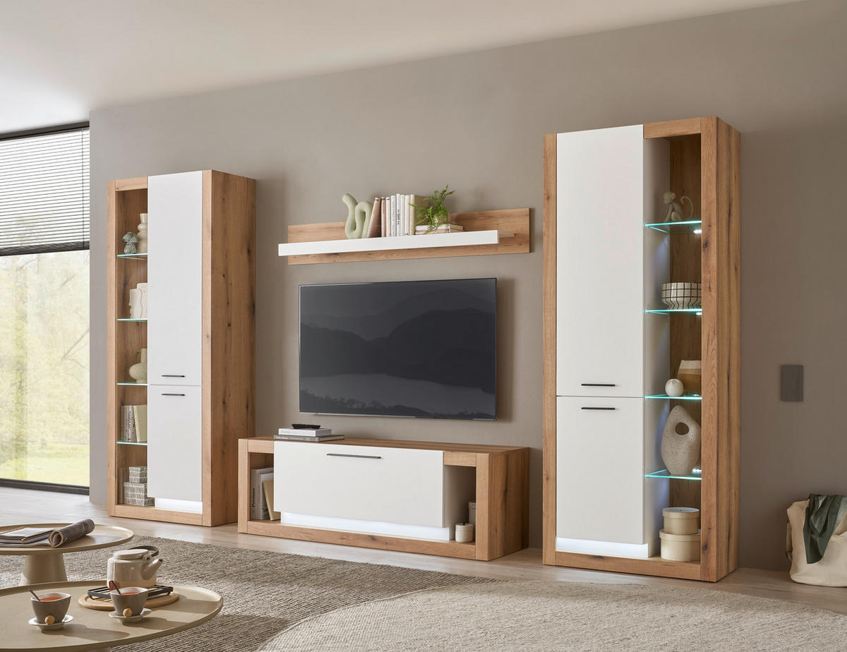 LOWBOARD  150/49/43 cm  Typenauswahl, stehend  - Eichefarben/Schwarz, Design, Holzwerkstoff/Metall (150/49/43cm) - MID.YOU