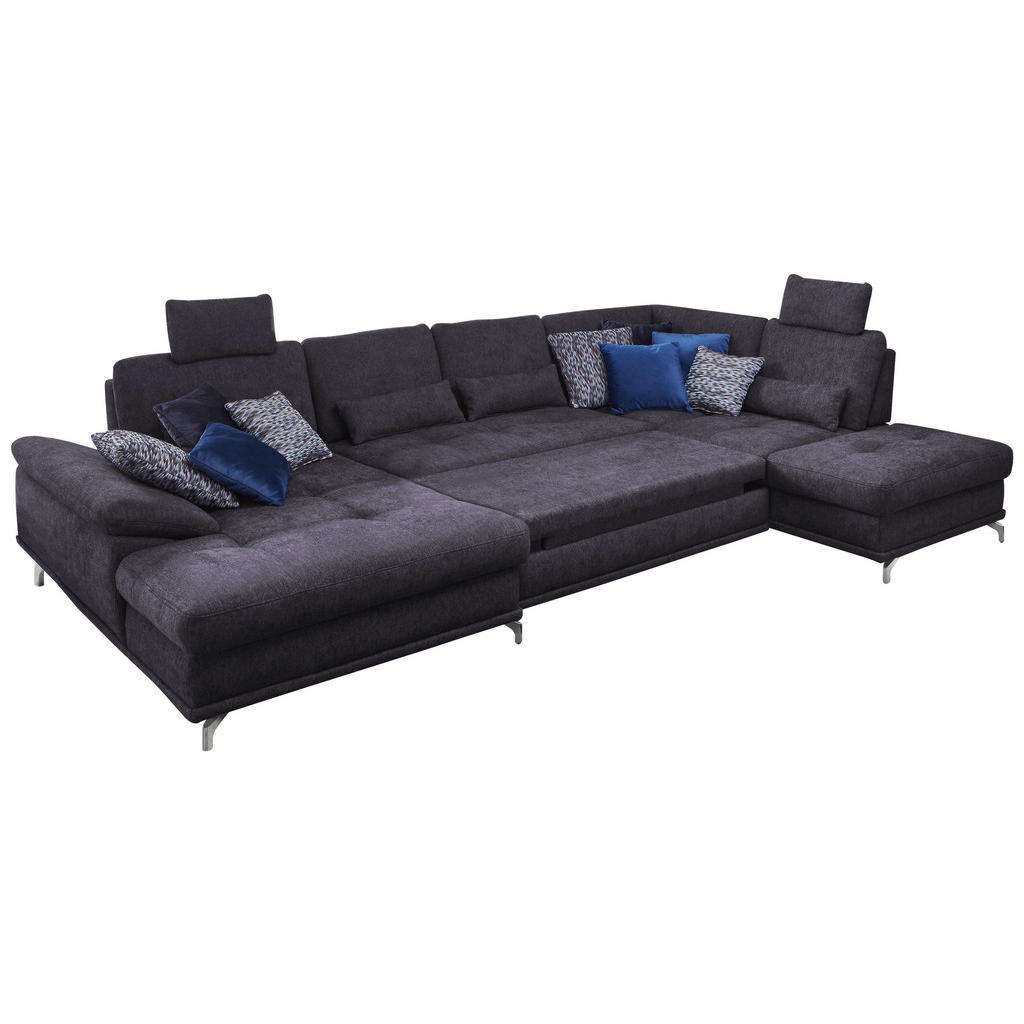 Thumbnail - Sit & More Wohnlandschaft, Dunkelblau, Textil, 7-Sitzer, U-Form, Ottomane rechts, 363x223 cm, Goldenes M, DGM-Klimapakt,...