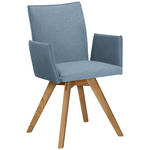 ARMLEHNSTUHL  Stoffauswahl, Typenauswahl Lederlook  - Eichefarben/Hellblau, KONVENTIONELL, Holz/Textil (60/91/61cm) - Moderano