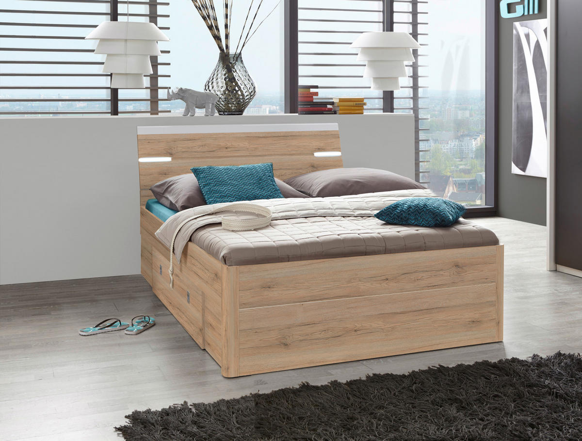 POSTELJA S PREDALOM 140 cm   x 200 cm  , hrast san remo  - hrast san remo, Design, leseni material (140/200cm) - Ti'me