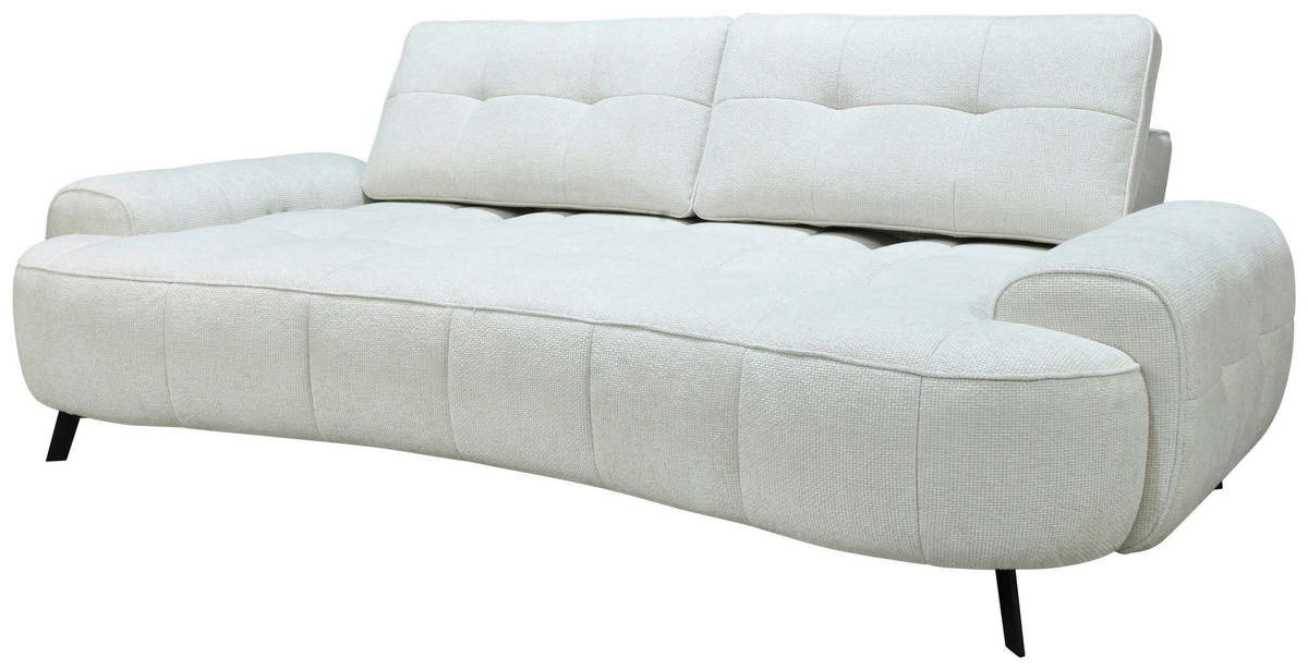 2-SITZER-SOFA Chenille Creme  - Creme/Schwarz, Design, Kunststoff/Textil (230/84/104/111/122cm) - Livetastic