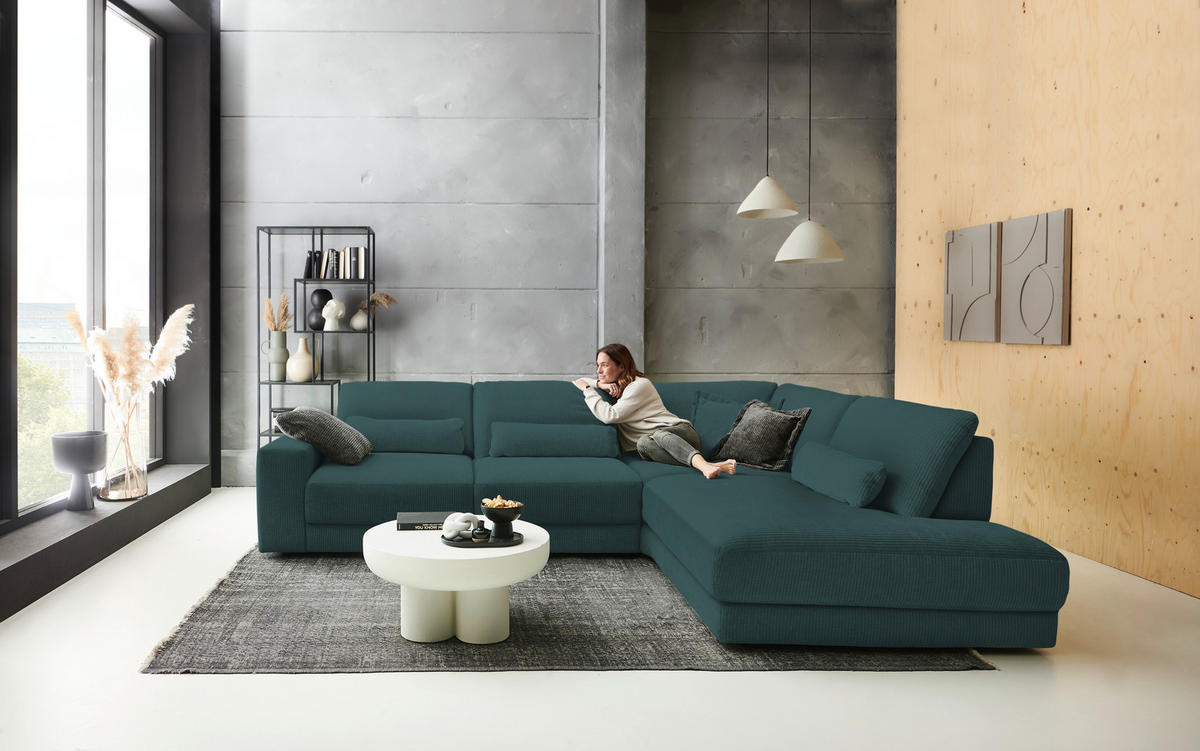 ECKSOFA in Chenille, Jacquard Opal  316/242 cm  - Opal/Schwarz, Design, Kunststoff/Textil (316/242cm) - Niels Andersson