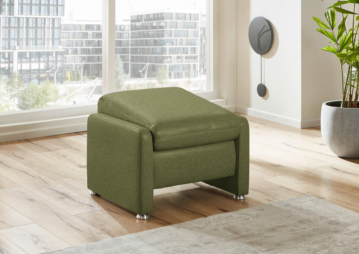 HOCKER Textil Grün  - Alufarben/Grün, Konventionell, Textil/Metall (67/44/58cm) - Beldomo Comfort