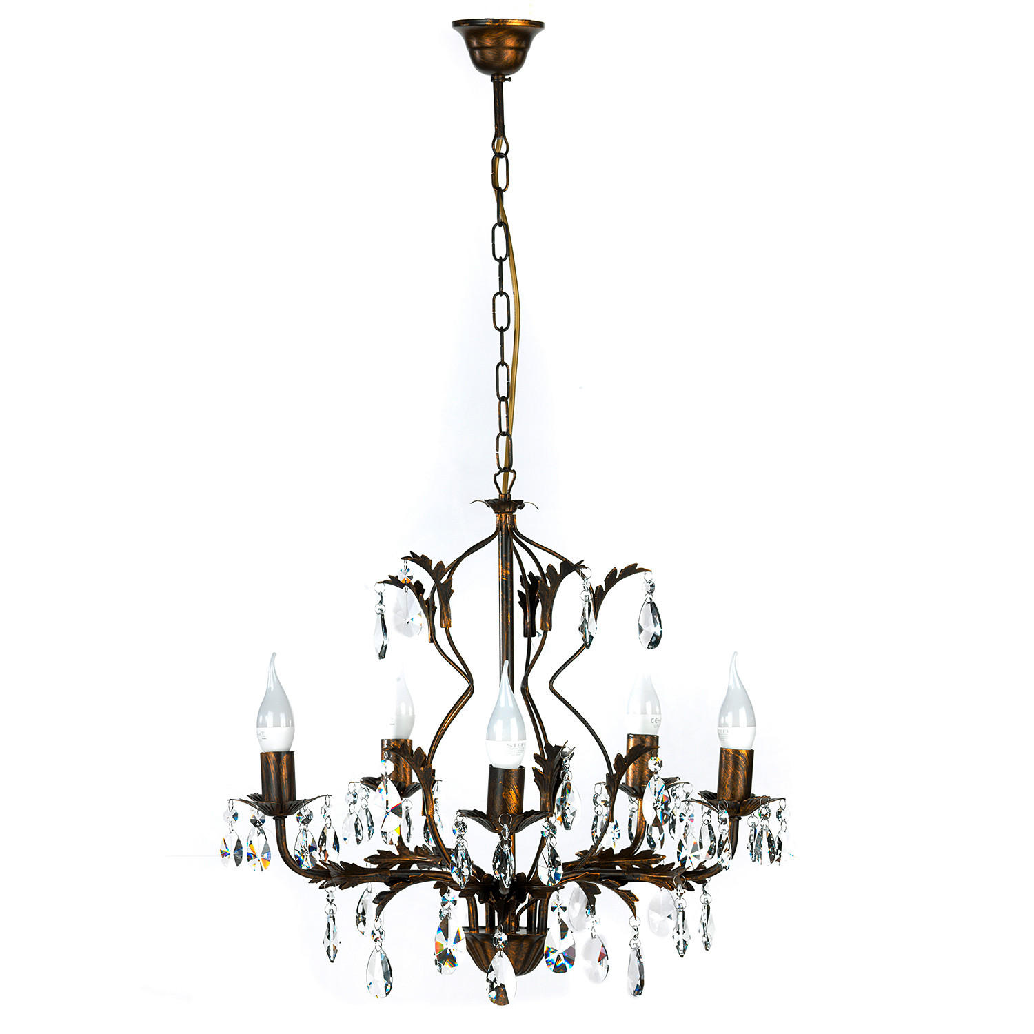 KRISTALL-HÄNGELEUCHTE 53/100 cm - Bronzefarben, KONVENTIONELL, Glas/Metall (53/100cm)