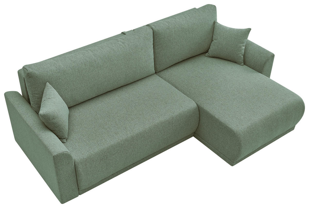ECKSOFA KIMMY Grün Flachgewebe Zierkissen, Rückenkissen, Bettkasten  - Schwarz/Grün, Design, Kunststoff/Textil (233/146cm) - P & B