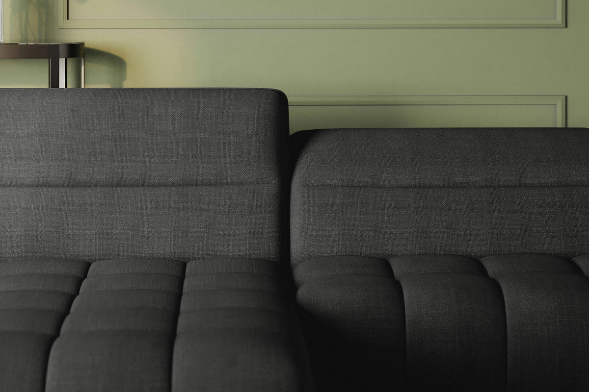 ECKSOFA  in Flachgewebe Anthrazit Rücken echt, Kopfteilverstellung, Sitztiefenverstellung  175/272 cm  - Anthrazit/Schwarz, KONVENTIONELL, Textil/Metall (175/272cm) - Carryhome