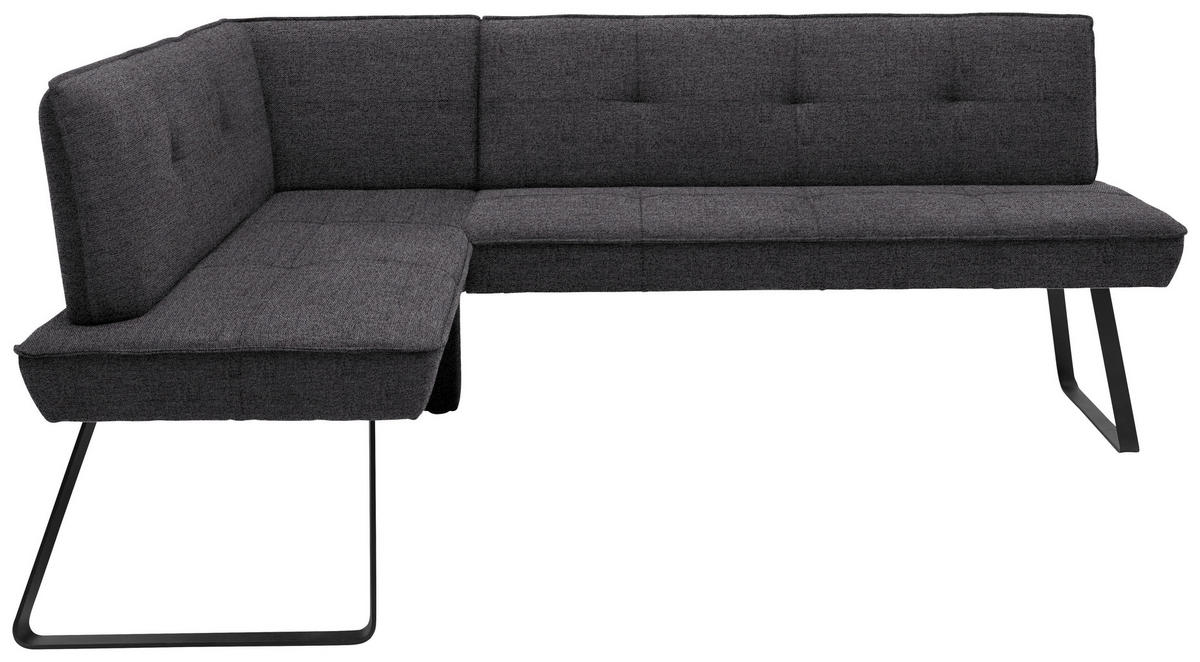 ECKBANK 157/181 cm  in Anthrazit, Schwarz  - Anthrazit/Schwarz, Design, Textil/Metall (157/181cm) - Dieter Knoll