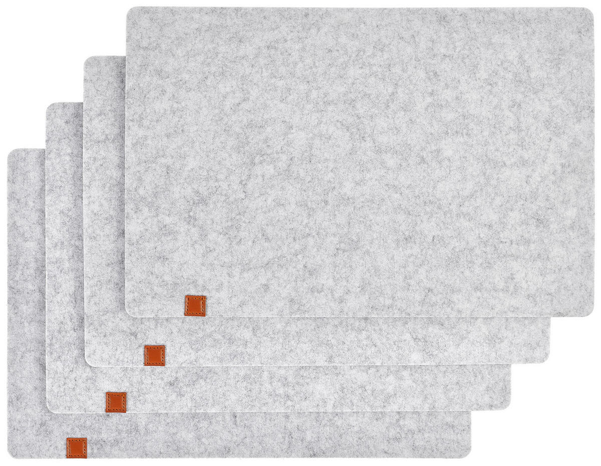 TISCHSET 4er Set LIFE STYLE Textil Filz Hellgrau 45/30 cm  - Hellgrau, Basics, Textil (45/30cm) - Justinus