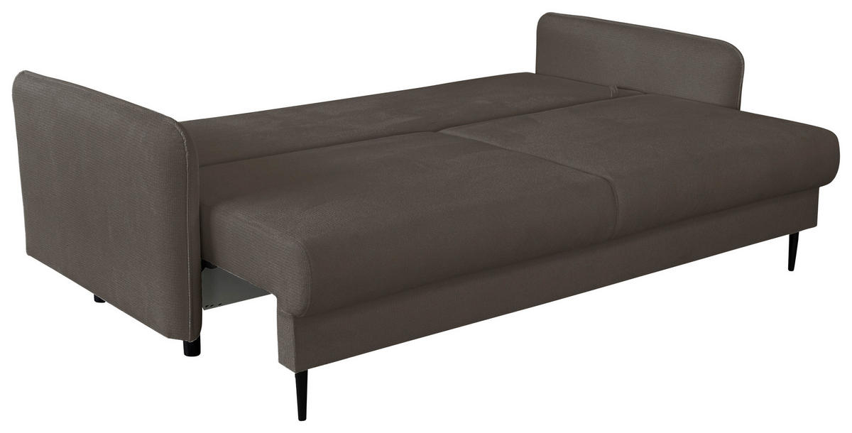 SCHLAFSOFA Webstoff Graubraun  - Graubraun/Schwarz, Design, Holz/Kunststoff (216/96/102cm) - MID.YOU