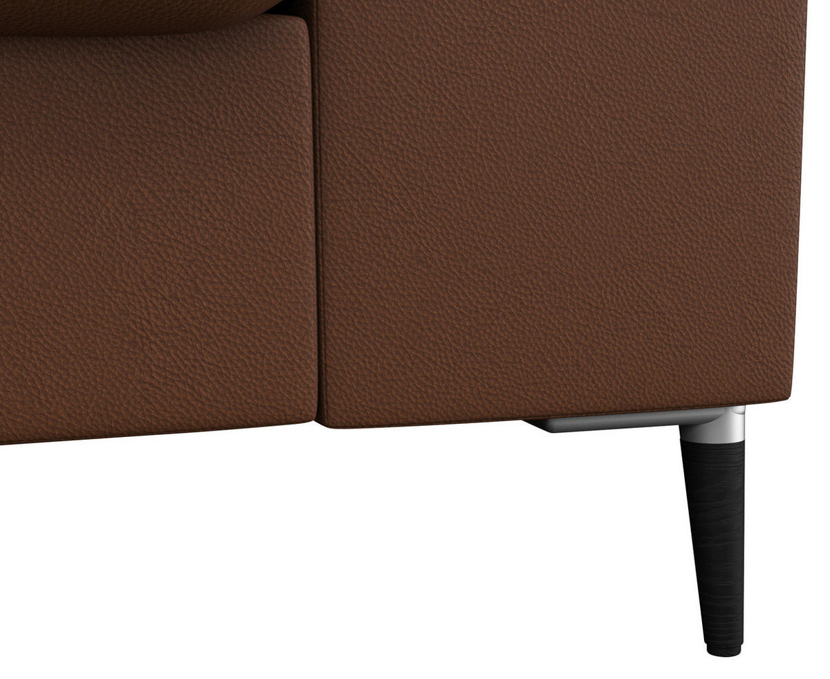 ECKSOFA Kastanienfarben Echtleder  - Kastanienfarben/Schwarz, Design, Leder/Metall (225/247cm) - Livetastic