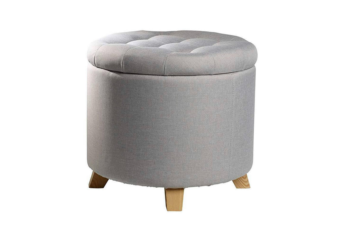 HOCKER Struktur, gesteppt Grau  - Grau, Design, Holz/Textil (45/41/45cm) - Echtwerk