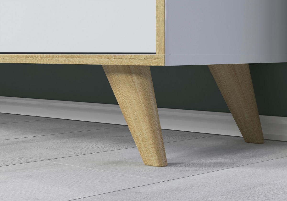 TV-ELEMENT  145/63/40 cm   - Eichefarben/Weiß Hochglanz, MODERN, Holzwerkstoff/Kunststoff (145/63/40cm) - Boxxx