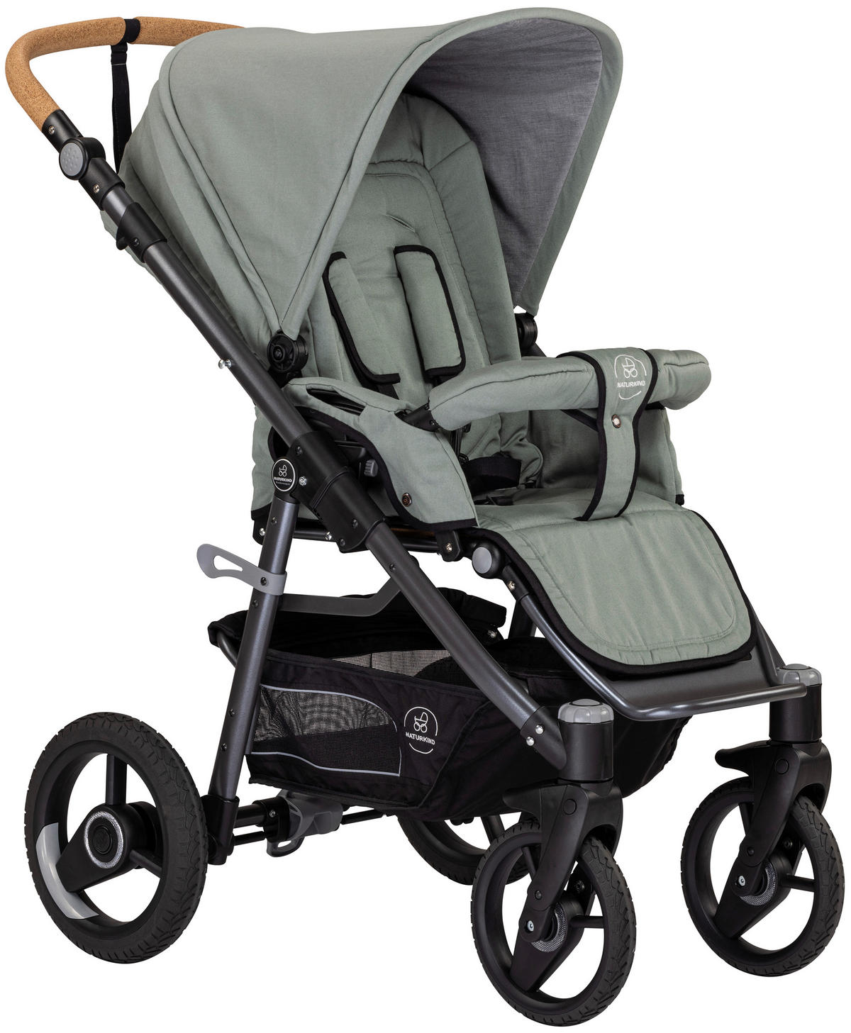 KINDERWAGEN Lux Evo  - Jadegrün/Anthrazit, Basics, Textil/Metall (64/110/100cm) - Naturkind