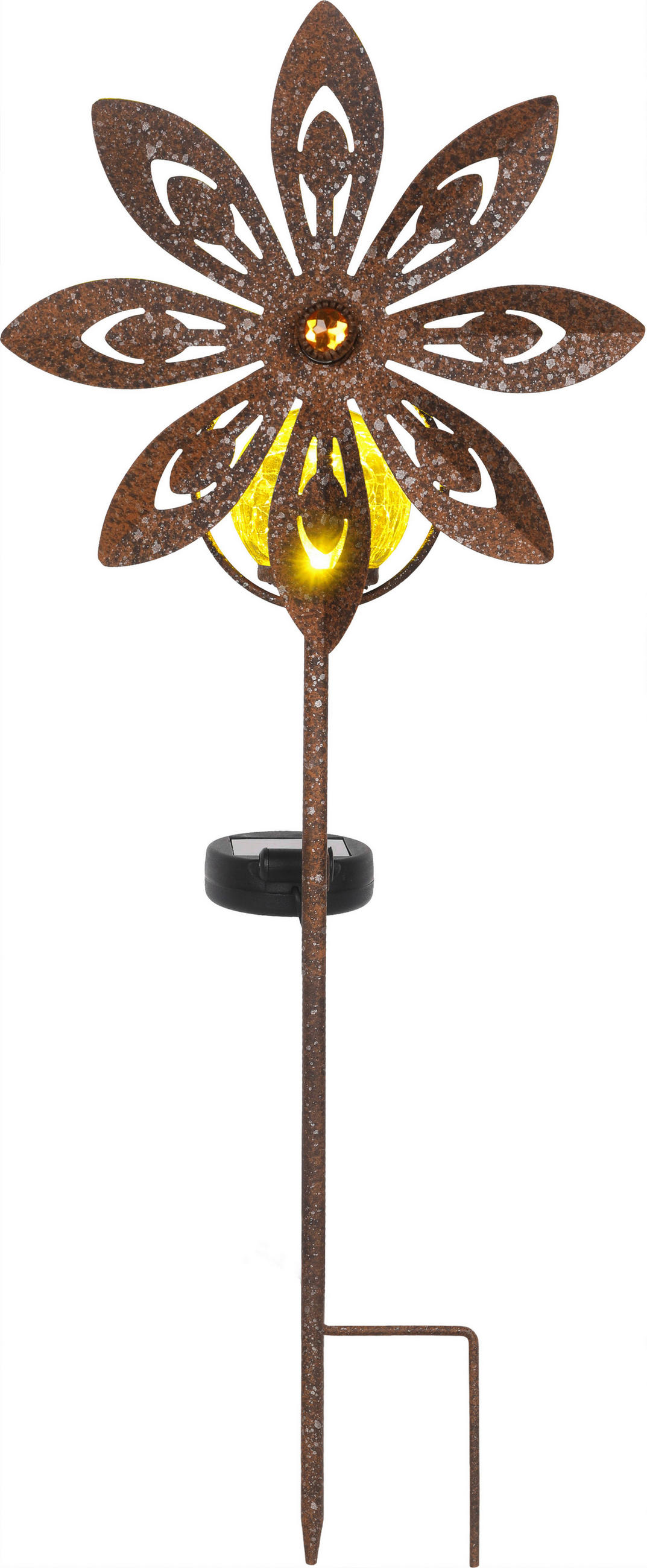 SOLARLEUCHTE Rusty Blossom High 32/17,5 cm  - Rostfarben, Trend, Glas/Kunststoff (32/17,5cm) - Ambia Garden