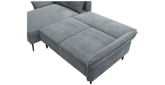 ECKSOFA in Chenille Grau  - Schwarz/Grau, KONVENTIONELL, Textil/Metall (164/255cm) - Carryhome