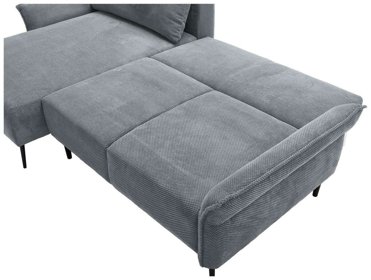 ECKSOFA Grau Chenille  - Schwarz/Grau, KONVENTIONELL, Textil/Metall (164/255cm) - Carryhome