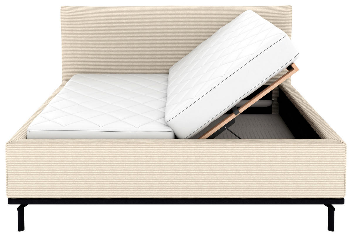 POLSTERBETT Matratze, Lattenrost, Bettkasten 180/200 cm  in Creme  - Creme/Graphitfarben, Design, Holz/Textil (180/200cm) - Musterring